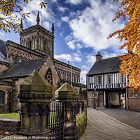 Buy canvas prints of Castle gatehouse and St Mary de Castro church, Leicester by Jim Monk