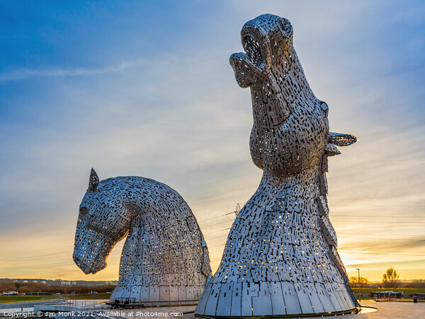 The Kelpies in Falkirk Picture Board by Jim Monk