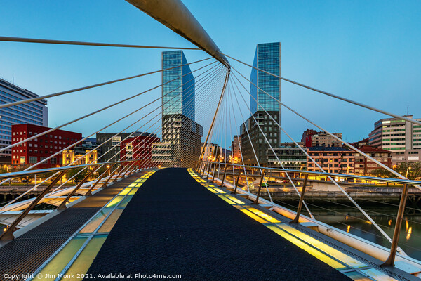The Zubizuri Bridge in Bilbao Picture Board by Jim Monk