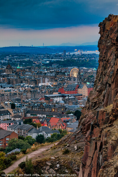 Edinburgh Skyline at Twilight Picture Board by Jim Monk