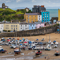 Buy canvas prints of Harbour at Low Tide, Tenby by Jim Monk