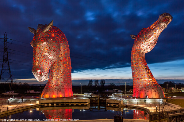 Last Light at the Kelpies Picture Board by Jim Monk