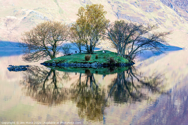 Island Reflections, Buttermere  Picture Board by Jim Monk