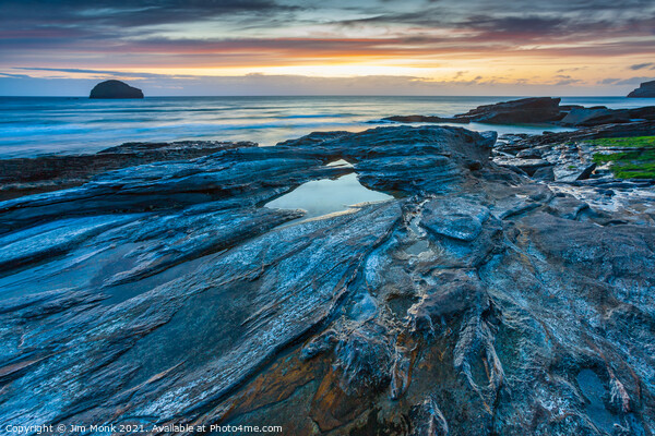 Trebarwith Strand Sunset Picture Board by Jim Monk