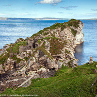 Buy canvas prints of Kinbane Head and Castle by Jim Monk