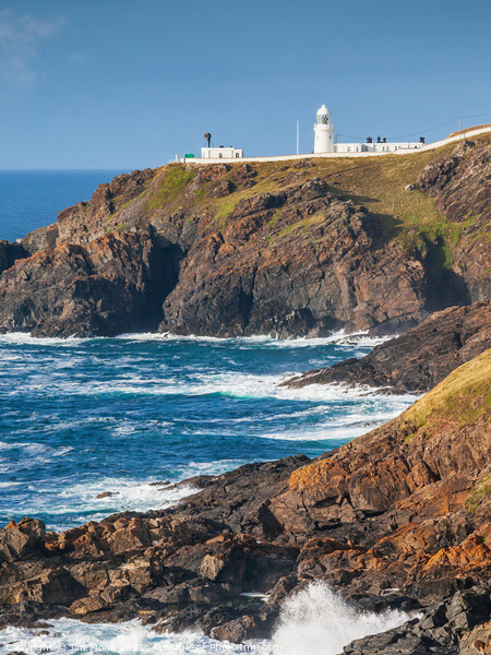 Pendeen Lighthouse, Cape Cornwall Picture Board by Jim Monk