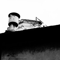 Buy canvas prints of Italian roof in black and white by Andy Huckleberry Williamson III