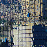 Buy canvas prints of Mirror building of Novotel in Genoa Sampierdarena  by Andy Huckleberry Williamson III