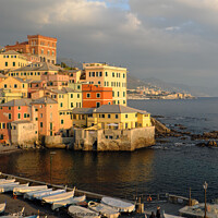 Buy canvas prints of Port of Boccadasse marina in Genoa, Italy by Andy Huckleberry Williamson III