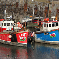 Buy canvas prints of Fishing Boats in Tenby Harbour by Glyn Evans