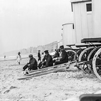 Buy canvas prints of Bathing Machines, ,from original vintage negative by Kevin Allen