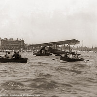 Buy canvas prints of Seaplane and onlookers Lowestoft early 1900's, ,,f by Kevin Allen