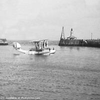 Buy canvas prints of Seaplane between Lowestoft Pier heads, from origin by Kevin Allen