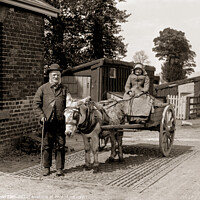 Buy canvas prints of  Old couple and Donkey cart, original vintage nega by Kevin Allen