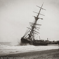 Buy canvas prints of Shipwreck Lowestoft, original vintage negative by Kevin Allen