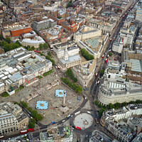 Buy canvas prints of Helicopter view of Trafalgar square, London.  by Kevin Allen