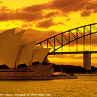 Buy canvas prints of Sydney Opera House and Bridge at sunset, Australia by Geraint Tellem ARPS
