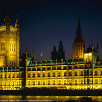Buy canvas prints of Houses of Parliament and crescent moon, Westminster, London, UK by Geraint Tellem ARPS