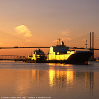 Buy canvas prints of Container ships and QE2 Bridge, near Dartford, Kent by Geraint Tellem ARPS