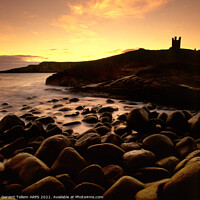 Buy canvas prints of Dunstanburgh Castle at sunrise, Northumberland, England, UK by Geraint Tellem ARPS