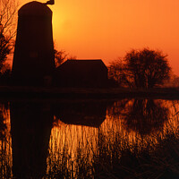 Buy canvas prints of Disused windmill at sunrise, Norfolk Broads, England, UK by Geraint Tellem ARPS