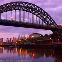 Buy canvas prints of Newcastle upon Tyne at dusk, UK, featuring Tyne Bridge, Gateshead Millennium Bridge and The Sage by Geraint Tellem ARPS