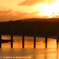 Buy canvas prints of Royal Border Bridge at sunset, Berwick upon Tweed, Northumberland, UK by Geraint Tellem ARPS