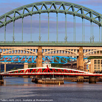 Buy canvas prints of Tyne Bridge, Swing Bridge, High Level Bridge, Newcastle upon Tyne England UK by Geraint Tellem ARPS