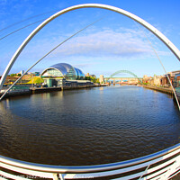 Buy canvas prints of Gateshead Millennium Bridge, Sage and Tyne Bridge, Newcastle upon Tyne, UK by Geraint Tellem ARPS