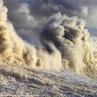 Buy canvas prints of Storm wave over Porthcawl Pier, South Wales, UK by Geraint Tellem ARPS