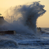 Buy canvas prints of Storm wave, promenade, Porthcawl Pier, South Wales by Geraint Tellem ARPS