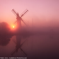 Buy canvas prints of Thurne Mill at sunrise, Norfolk Broads, UK by Geraint Tellem ARPS