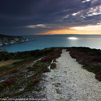 Buy canvas prints of The Needles and Dorset coast from Headon Warren above Alum Bay, Isle of Wight, UK by Geraint Tellem ARPS