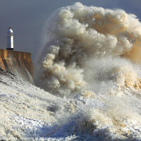 Buy canvas prints of Porthcawl Pier, South Wales, storm wave by Geraint Tellem ARPS