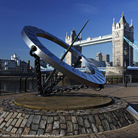 Buy canvas prints of Sundial and Tower Bridge, London, England, UK by Geraint Tellem ARPS