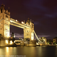 Buy canvas prints of Tower Bridge at night, London by Geraint Tellem ARPS