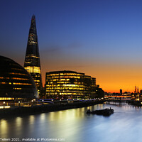 Buy canvas prints of London skyline inc. The Shard and City Hall at dusk by Geraint Tellem ARPS