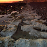 Buy canvas prints of Seven Sisters at sunset, East Sussex, UK by Geraint Tellem ARPS