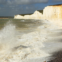 Buy canvas prints of High Spring tide at Birling Gap, Seven Sisters, East Sussex, England, UK by Geraint Tellem ARPS