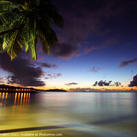 Buy canvas prints of Evening twilight from beach at Almond Morgan Bay resort, near Castries, St Lucia, Caribbean by Geraint Tellem ARPS