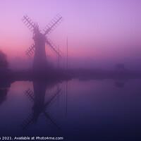Buy canvas prints of Winter dawn over Thurne Mill and river Thurne, Norfolk Broads, UK by Geraint Tellem ARPS