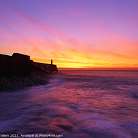 Buy canvas prints of Mid-Winter sunrise over Porthcawl Pier, South Wales, UK by Geraint Tellem ARPS