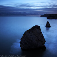 Buy canvas prints of Freshwater Bay at dusk, Isle of Wight, UK by Geraint Tellem ARPS