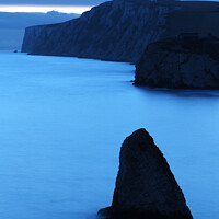 Buy canvas prints of Freshwater Bay and Tennyson Down at dusk, Isle of Wight, UK by Geraint Tellem ARPS