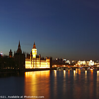 Buy canvas prints of Houses of Parliament, Westminster Bridge, London Eye from Lambeth bridge at twilight, London, UK by Geraint Tellem ARPS