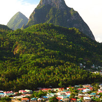 Buy canvas prints of The Pitons and Soufriere, St Lucia, Caribbean by Geraint Tellem ARPS