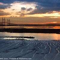 Buy canvas prints of Prince of Wales Bridge and Severn estuary at sunset by Geraint Tellem ARPS