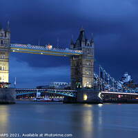 Buy canvas prints of Tower Bridge at dusk looking east, London, UK by Geraint Tellem ARPS