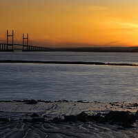 Buy canvas prints of Severn Estuary and Prince of Wales Bridge at sunset, UK by Geraint Tellem ARPS