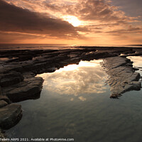 Buy canvas prints of Sunset from Nash Point, Glamorgan Heritage Coast, South Wales by Geraint Tellem ARPS